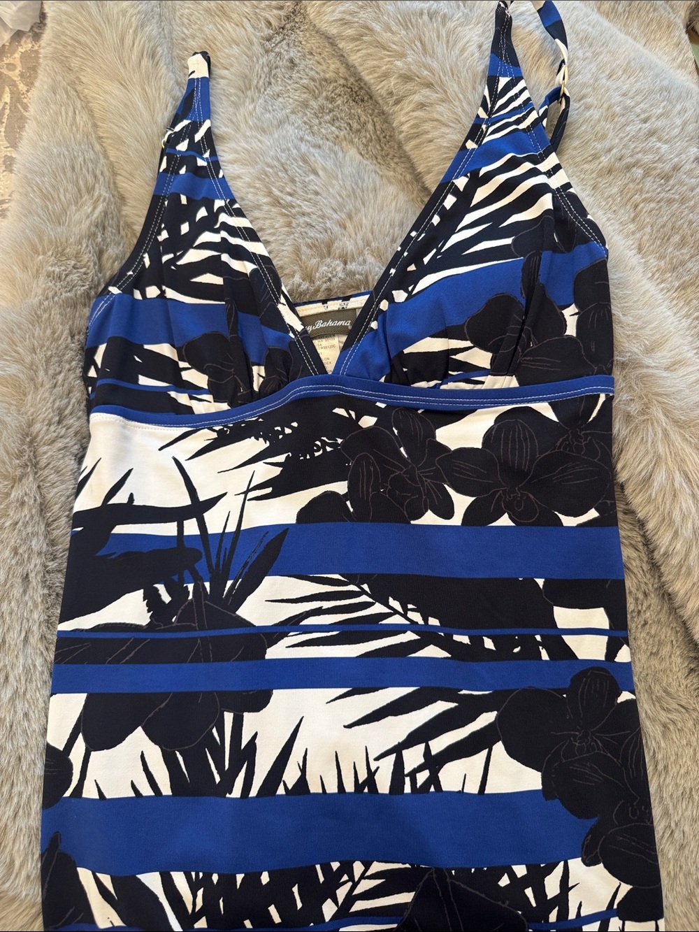 Tommy Bahama Blue and White Striped Floral Woman’s Dress
